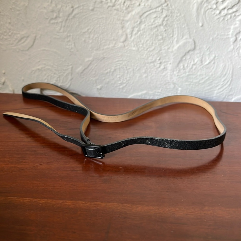J. Crew Skinny Leather Belt in Black Sparkle